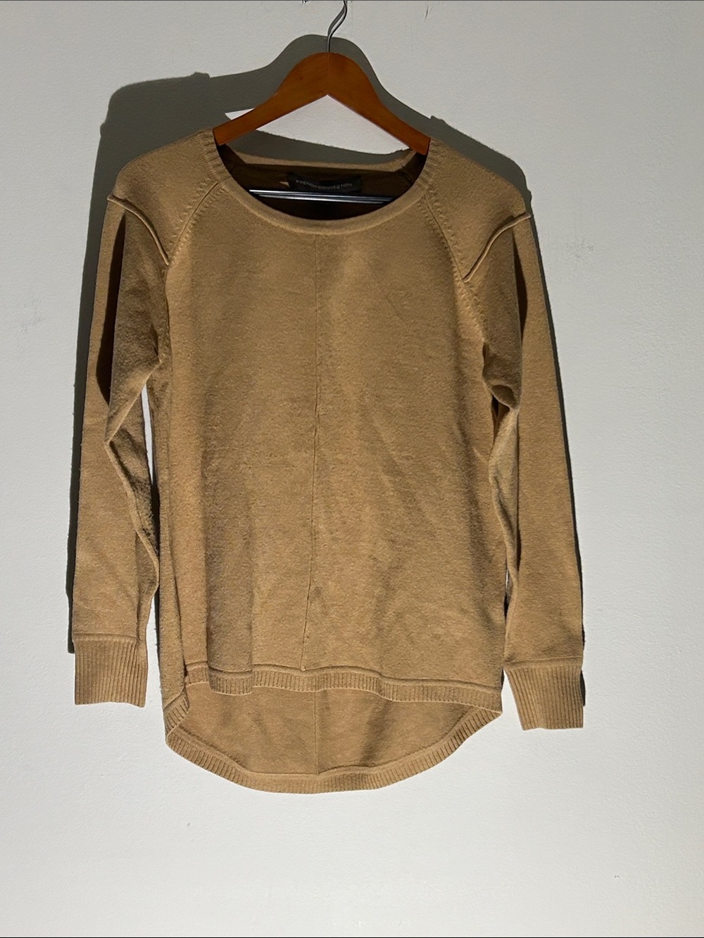 French Connection Camel Knit Crewneck Sweater
